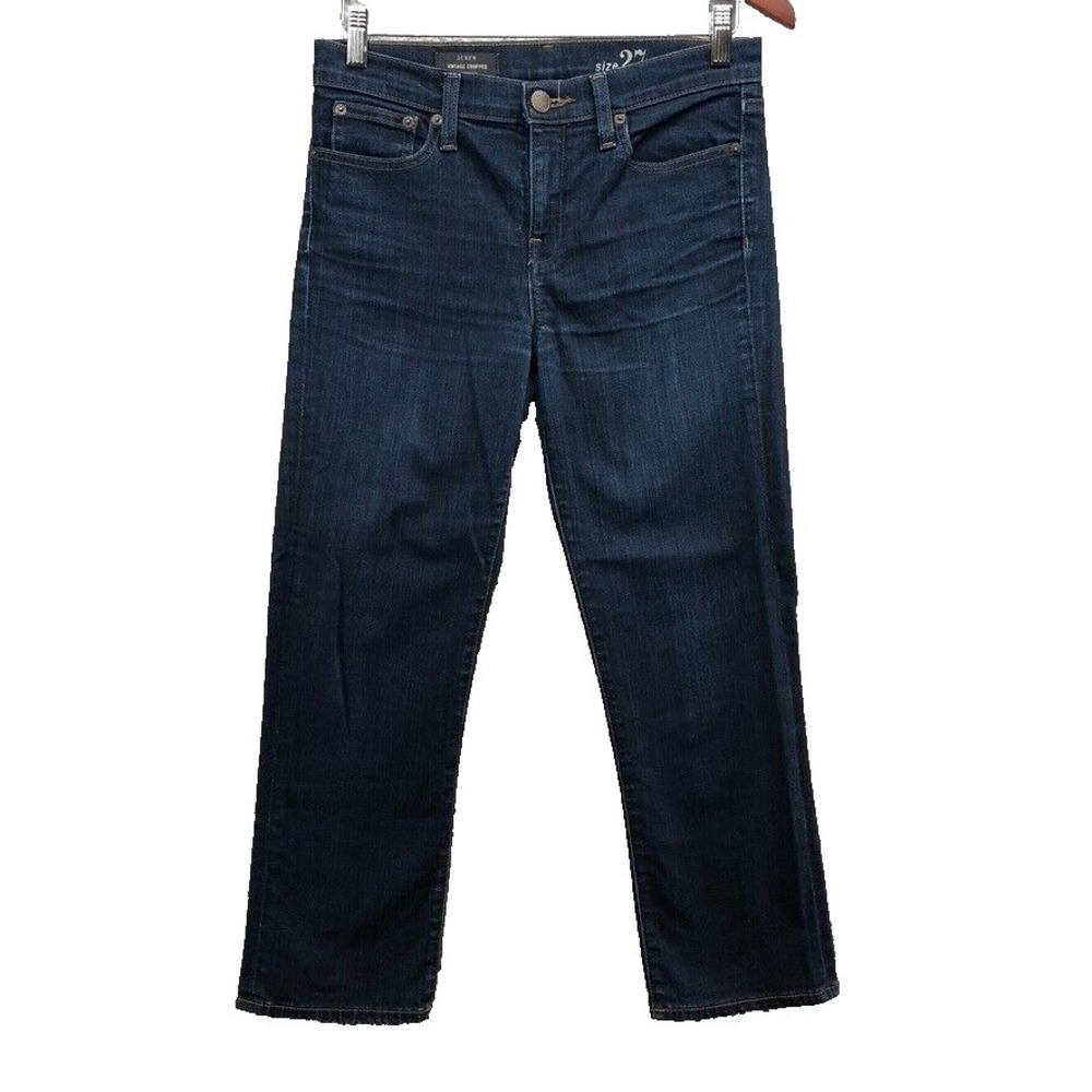 J Crew Vintage Cropped Tapered Leg Jeans Womens 27 4 Mid Rise Blue Denim